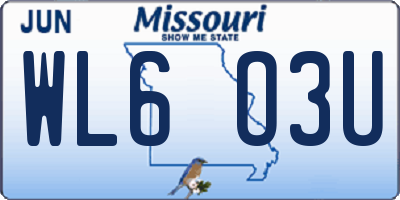 MO license plate WL6O3U