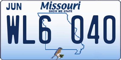 MO license plate WL6O4O