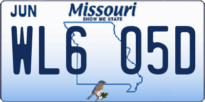 MO license plate WL6O5D