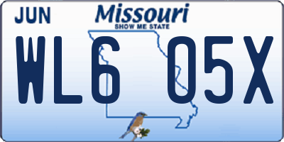MO license plate WL6O5X