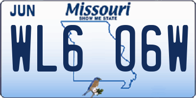 MO license plate WL6O6W