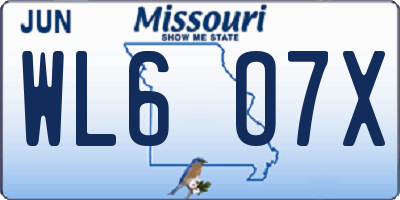 MO license plate WL6O7X