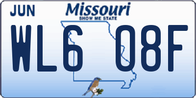 MO license plate WL6O8F
