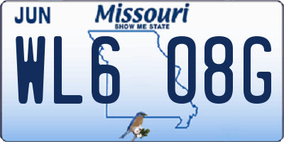 MO license plate WL6O8G