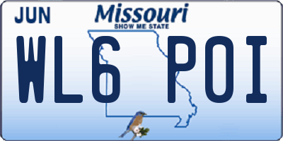MO license plate WL6P0I