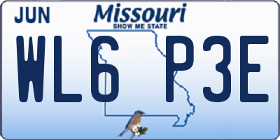 MO license plate WL6P3E