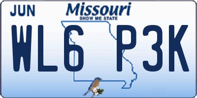 MO license plate WL6P3K