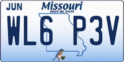 MO license plate WL6P3V