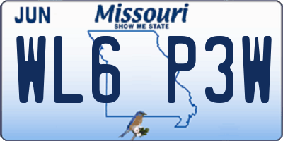 MO license plate WL6P3W