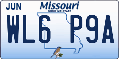 MO license plate WL6P9A