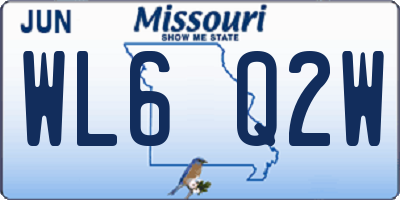 MO license plate WL6Q2W