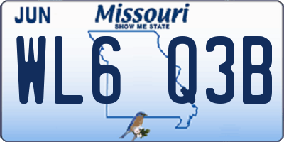 MO license plate WL6Q3B