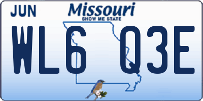 MO license plate WL6Q3E