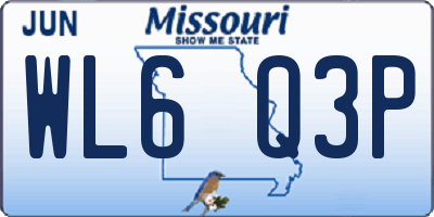 MO license plate WL6Q3P