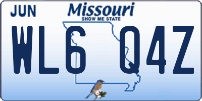 MO license plate WL6Q4Z