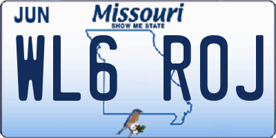 MO license plate WL6R0J
