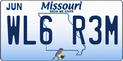 MO license plate WL6R3M