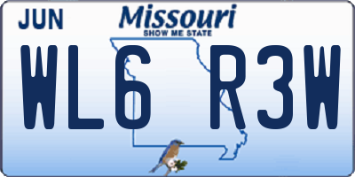 MO license plate WL6R3W