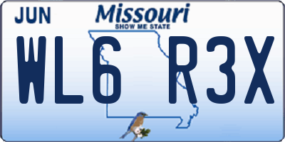 MO license plate WL6R3X