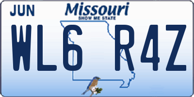 MO license plate WL6R4Z
