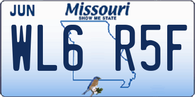 MO license plate WL6R5F