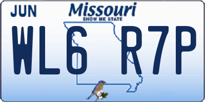 MO license plate WL6R7P