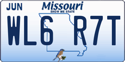 MO license plate WL6R7T