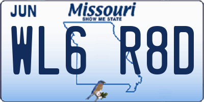 MO license plate WL6R8D