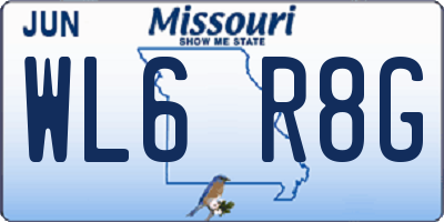 MO license plate WL6R8G