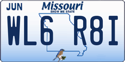 MO license plate WL6R8I