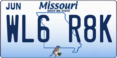 MO license plate WL6R8K