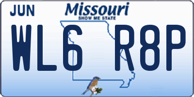 MO license plate WL6R8P