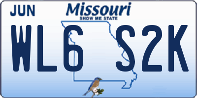 MO license plate WL6S2K