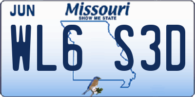 MO license plate WL6S3D