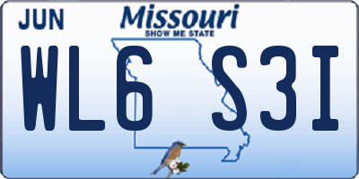 MO license plate WL6S3I