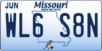 MO license plate WL6S8N