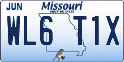 MO license plate WL6T1X