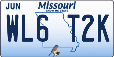 MO license plate WL6T2K