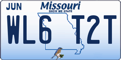 MO license plate WL6T2T