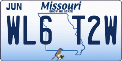 MO license plate WL6T2W