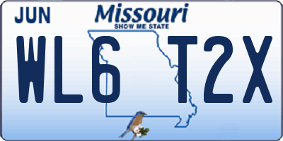 MO license plate WL6T2X