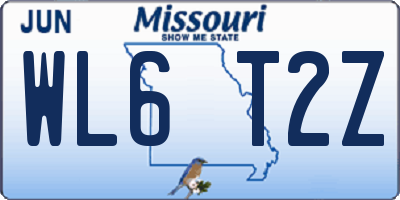 MO license plate WL6T2Z