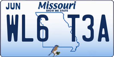 MO license plate WL6T3A