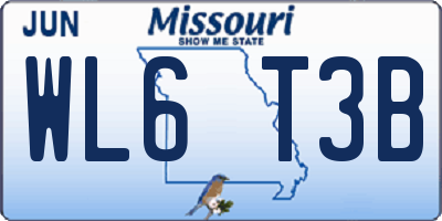 MO license plate WL6T3B