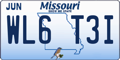 MO license plate WL6T3I