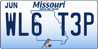 MO license plate WL6T3P