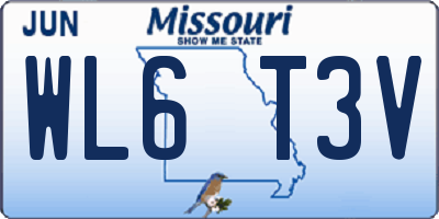MO license plate WL6T3V