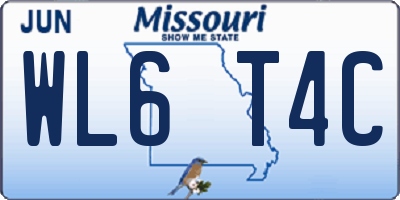 MO license plate WL6T4C