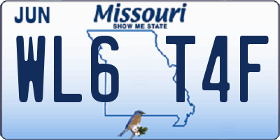 MO license plate WL6T4F