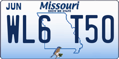 MO license plate WL6T5O